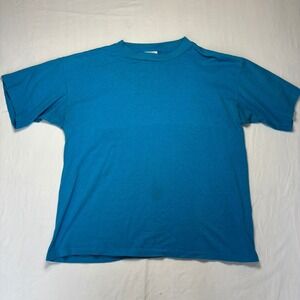 Vintage Fashion Gear 90s T-Shirt Men L Blue Short Sleeve Blank Single Stitch Tee